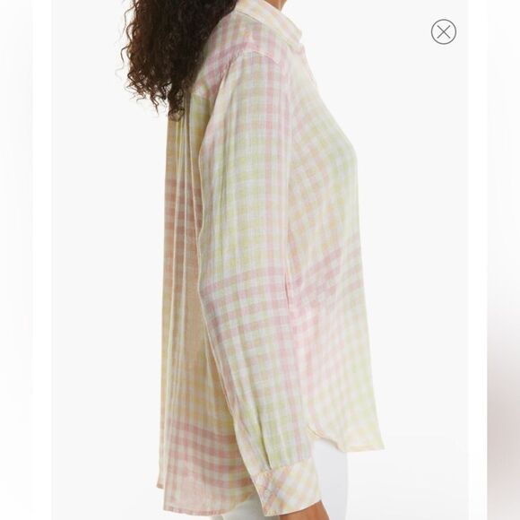 Rails Charlie Button Down Long Sleeve Lemonade Pastel Linen Blend Top - Picture 4 of 11